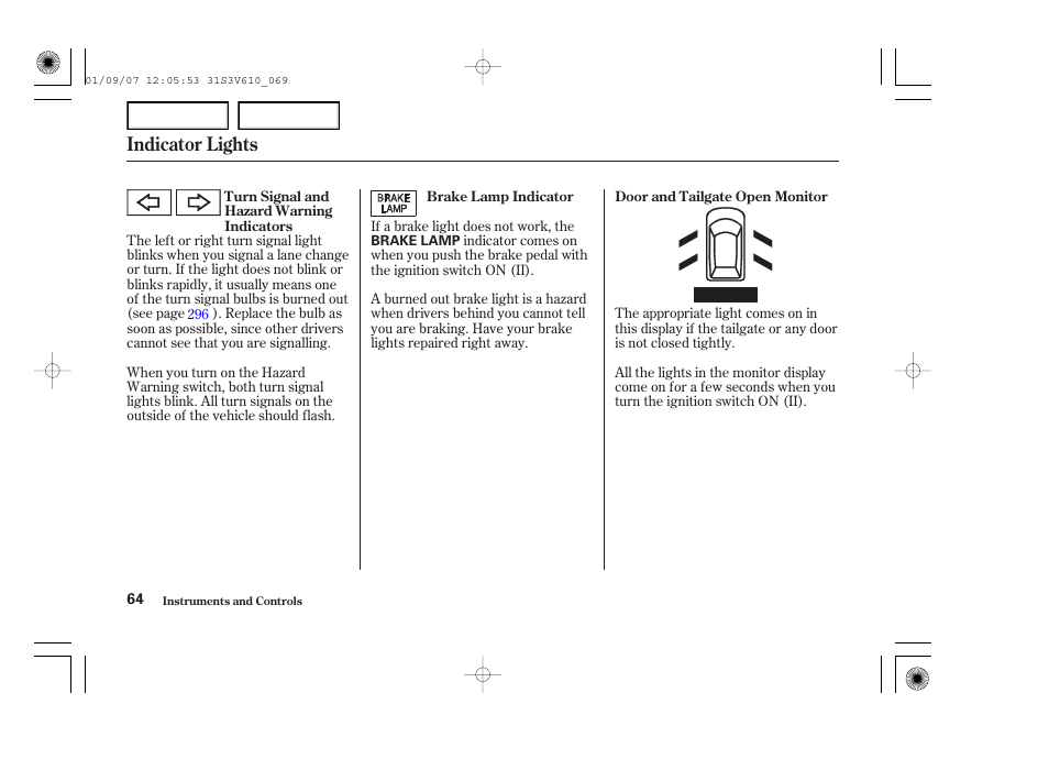 Indicator lights | Acura 2002 MDX - Owner's Manual User Manual | Page 68 / 372