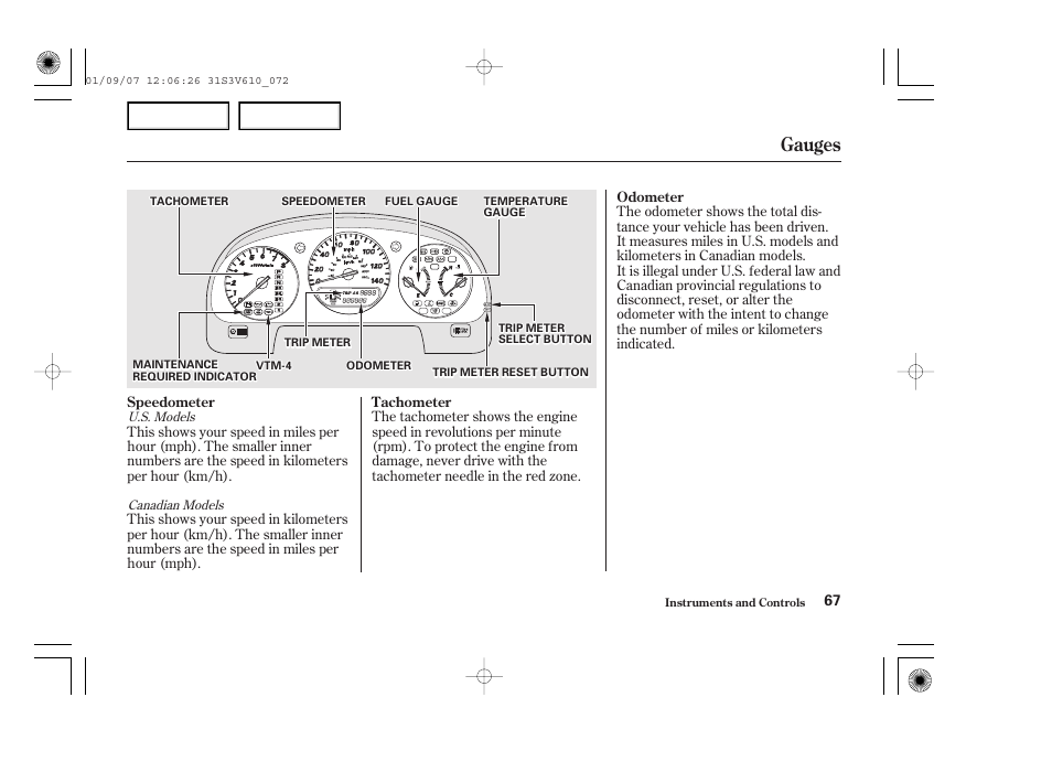 Gauges | Acura 2002 MDX - Owner's Manual User Manual | Page 71 / 372