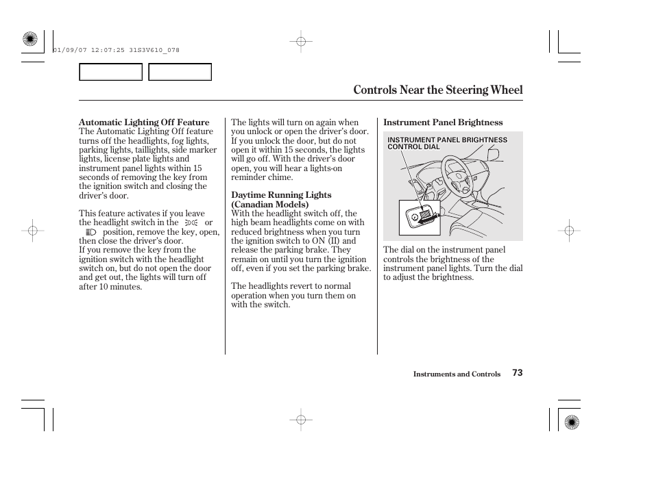 Controls near the steering wheel | Acura 2002 MDX - Owner's Manual User Manual | Page 77 / 372