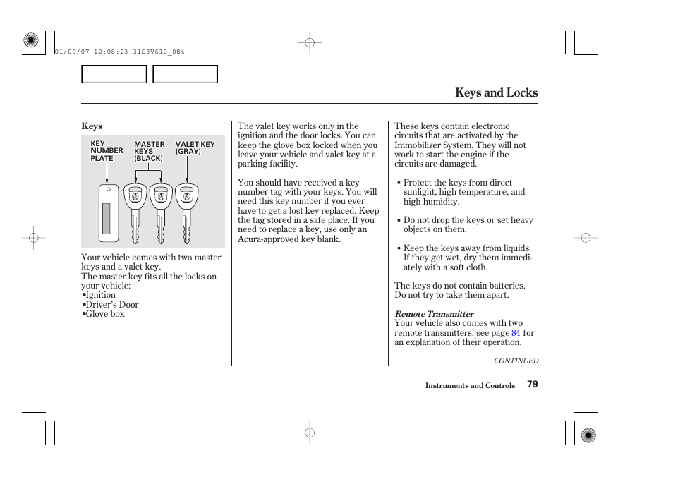 Keys and locks | Acura 2002 MDX - Owner's Manual User Manual | Page 83 / 372