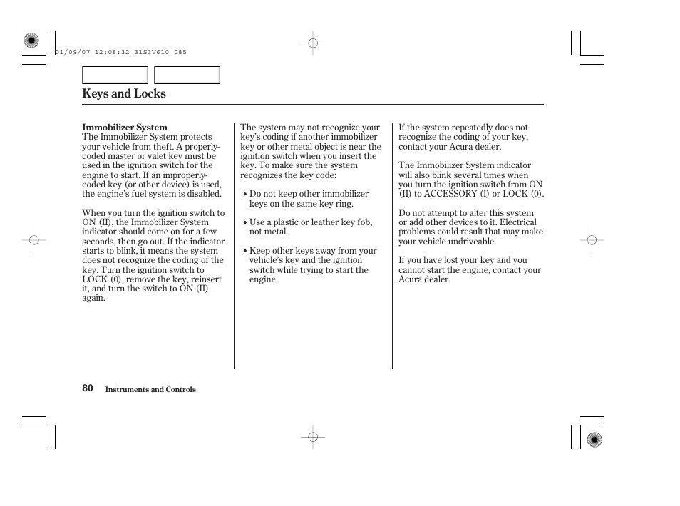 Keys and locks | Acura 2002 MDX - Owner's Manual User Manual | Page 84 / 372