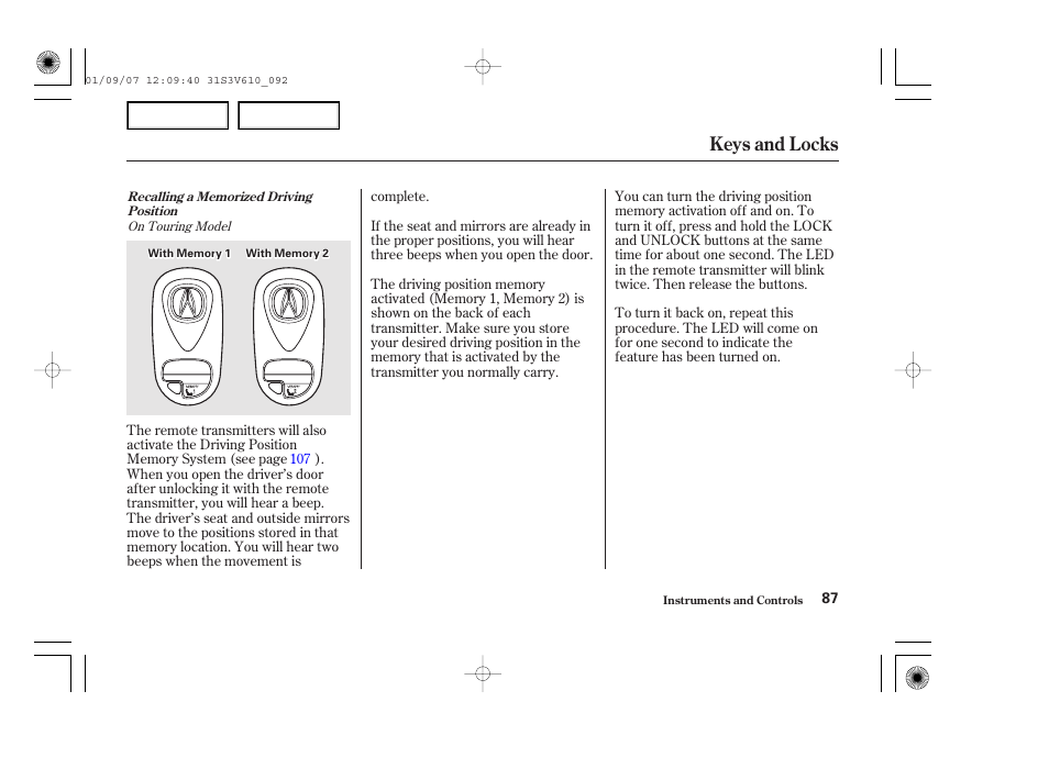 Keys and locks | Acura 2002 MDX - Owner's Manual User Manual | Page 91 / 372