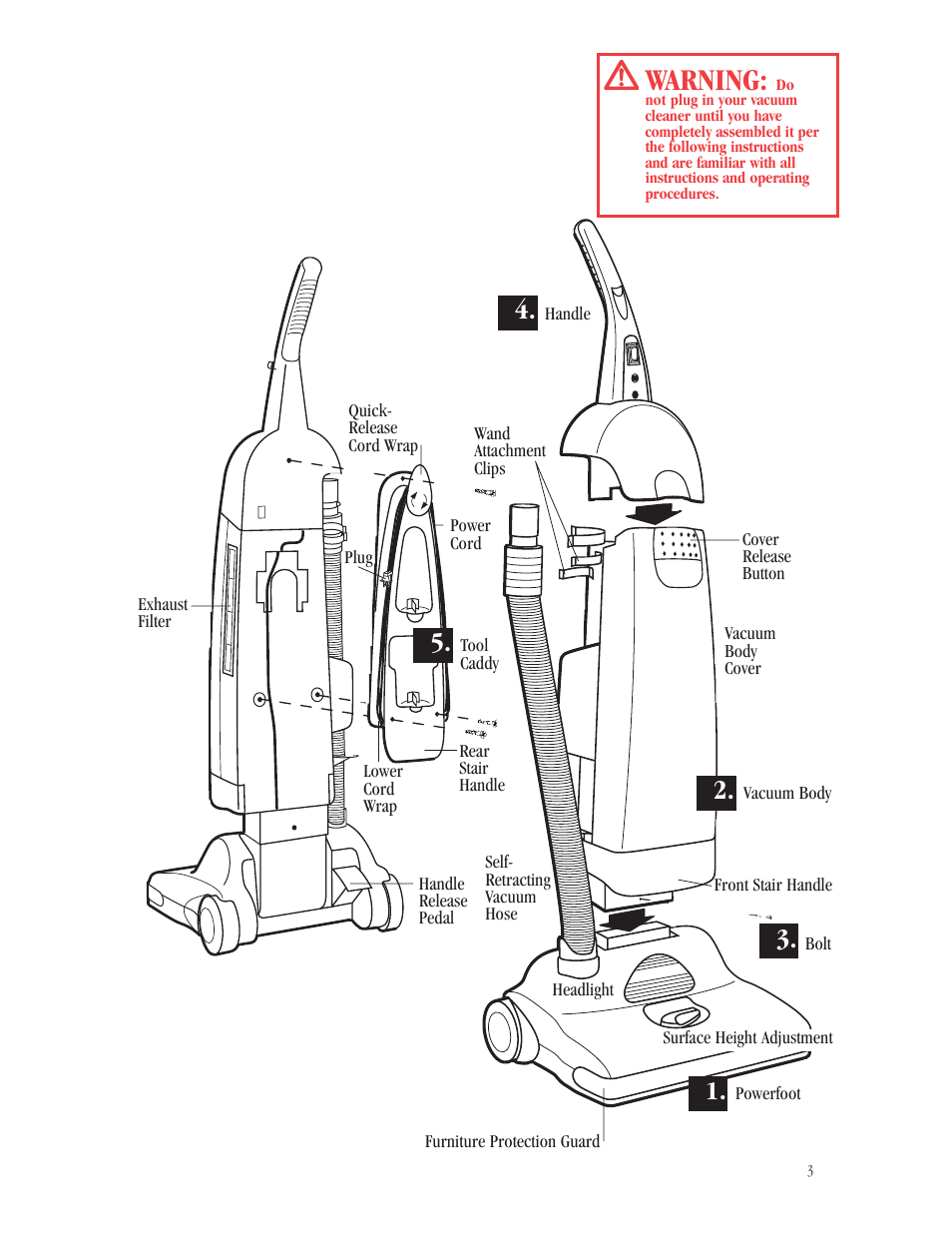 Warning | Bissell 3540B User Manual | Page 3 / 13