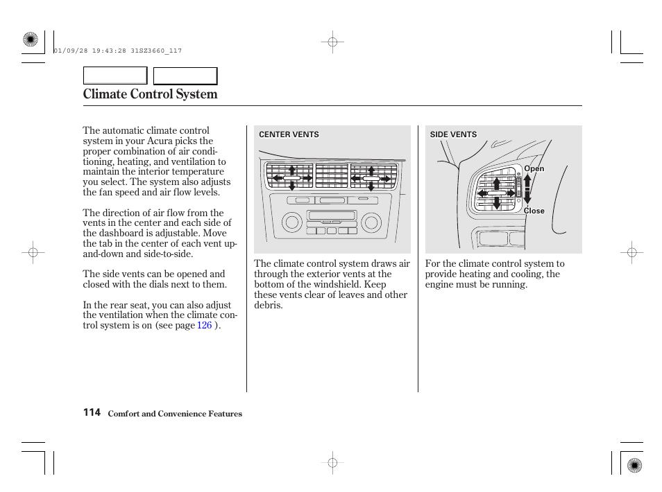 Climate control system | Acura 2002 RL - Owner's Manual User Manual | Page 117 / 343