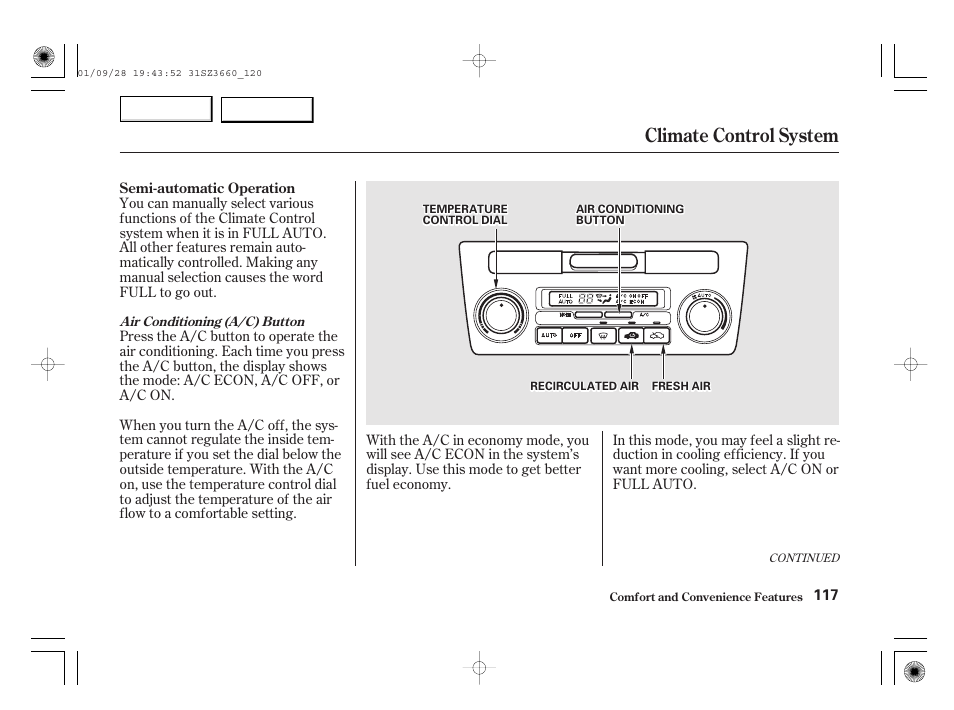 Climate control system | Acura 2002 RL - Owner's Manual User Manual | Page 120 / 343