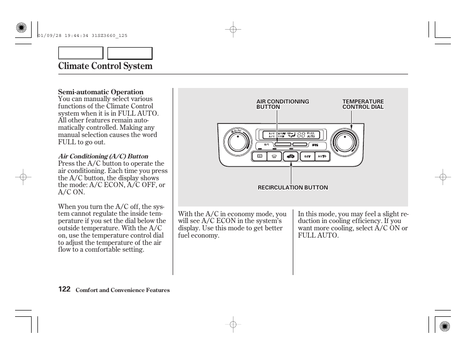 Climate control system | Acura 2002 RL - Owner's Manual User Manual | Page 125 / 343