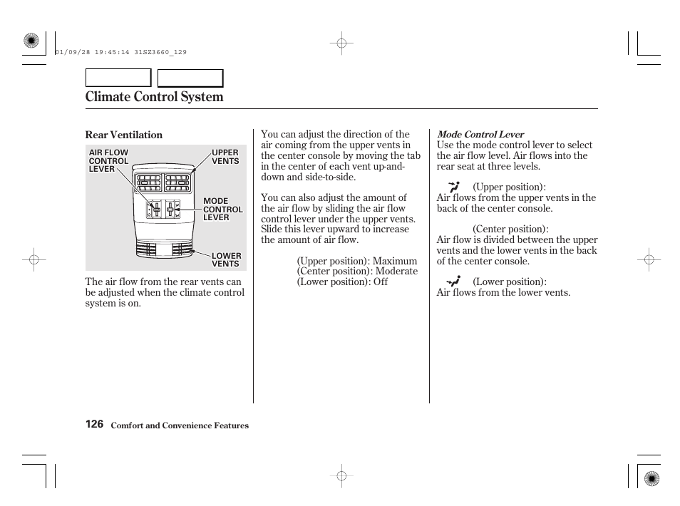 Climate control system | Acura 2002 RL - Owner's Manual User Manual | Page 129 / 343