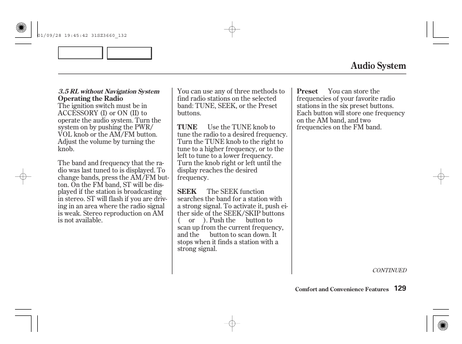 Audio system | Acura 2002 RL - Owner's Manual User Manual | Page 132 / 343