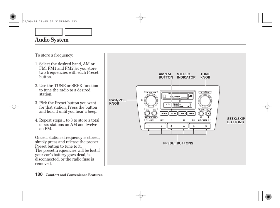 Audio system | Acura 2002 RL - Owner's Manual User Manual | Page 133 / 343