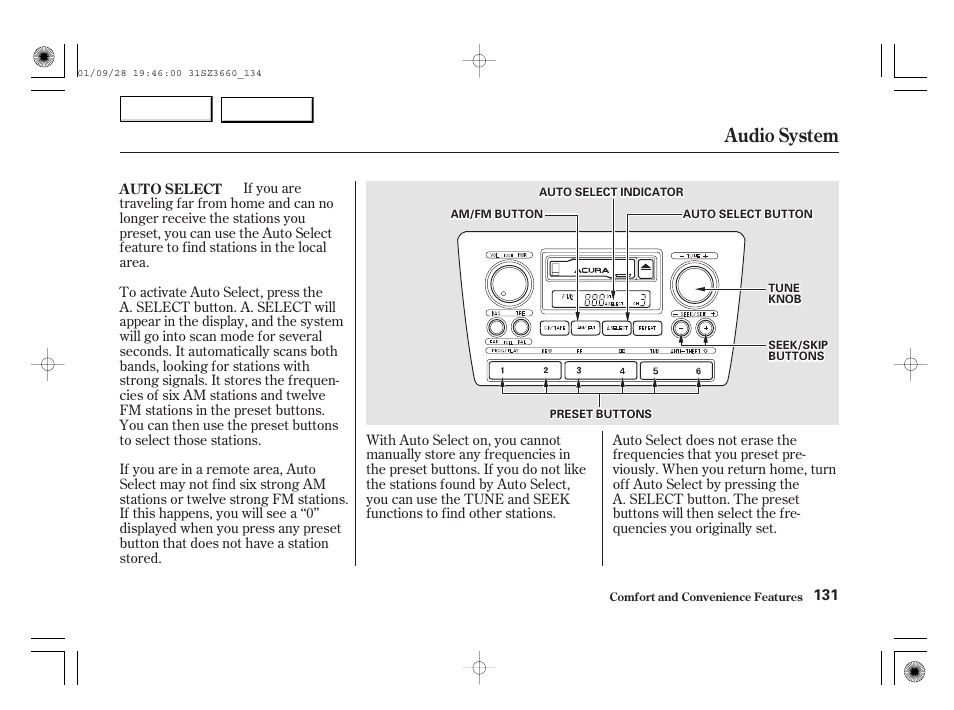 Audio system | Acura 2002 RL - Owner's Manual User Manual | Page 134 / 343