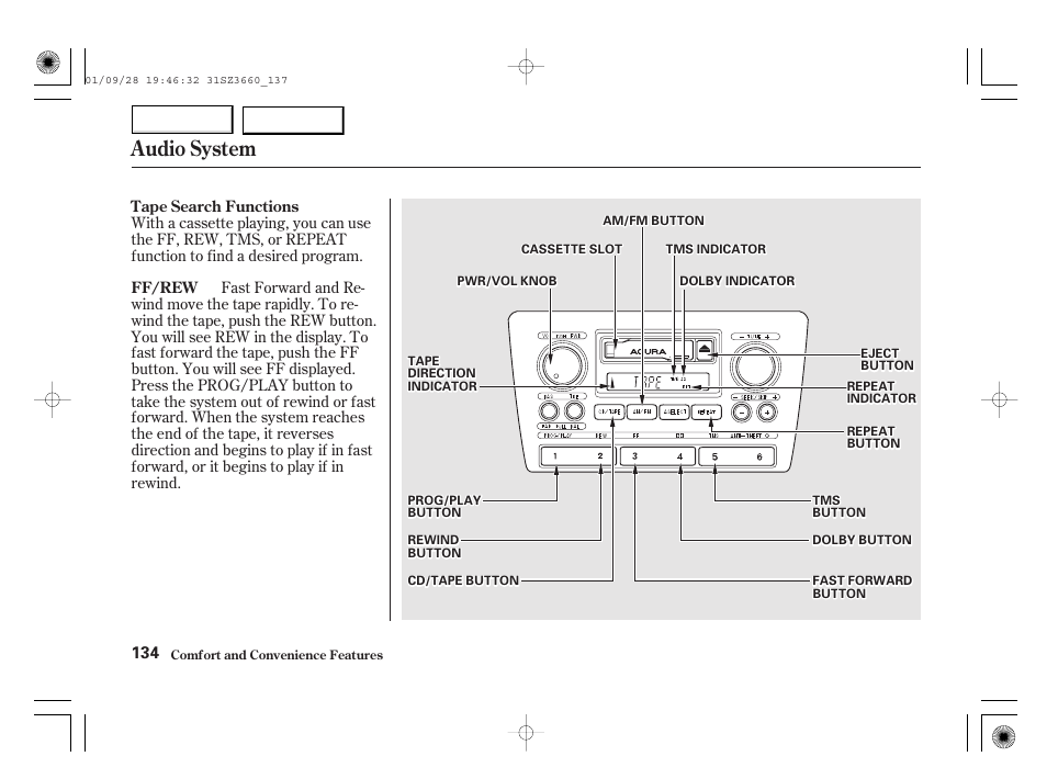 Audio system | Acura 2002 RL - Owner's Manual User Manual | Page 137 / 343