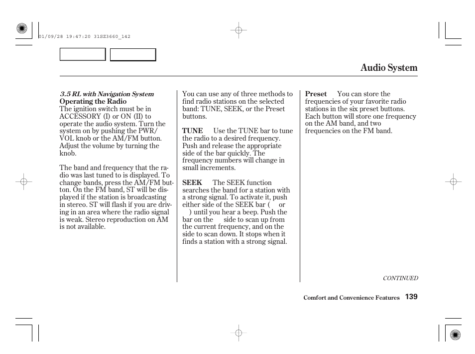 Audio system | Acura 2002 RL - Owner's Manual User Manual | Page 142 / 343