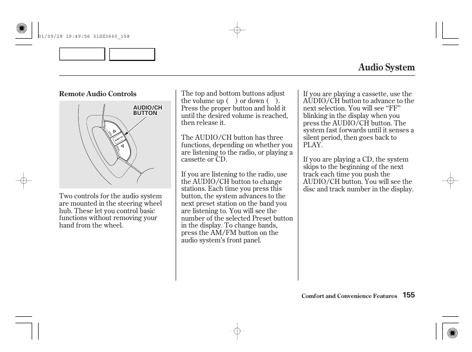 Audio system | Acura 2002 RL - Owner's Manual User Manual | Page 158 / 343