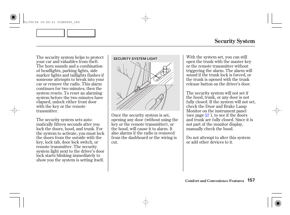 Security system | Acura 2002 RL - Owner's Manual User Manual | Page 160 / 343