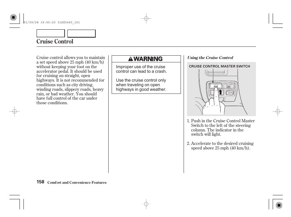 Cruise control | Acura 2002 RL - Owner's Manual User Manual | Page 161 / 343