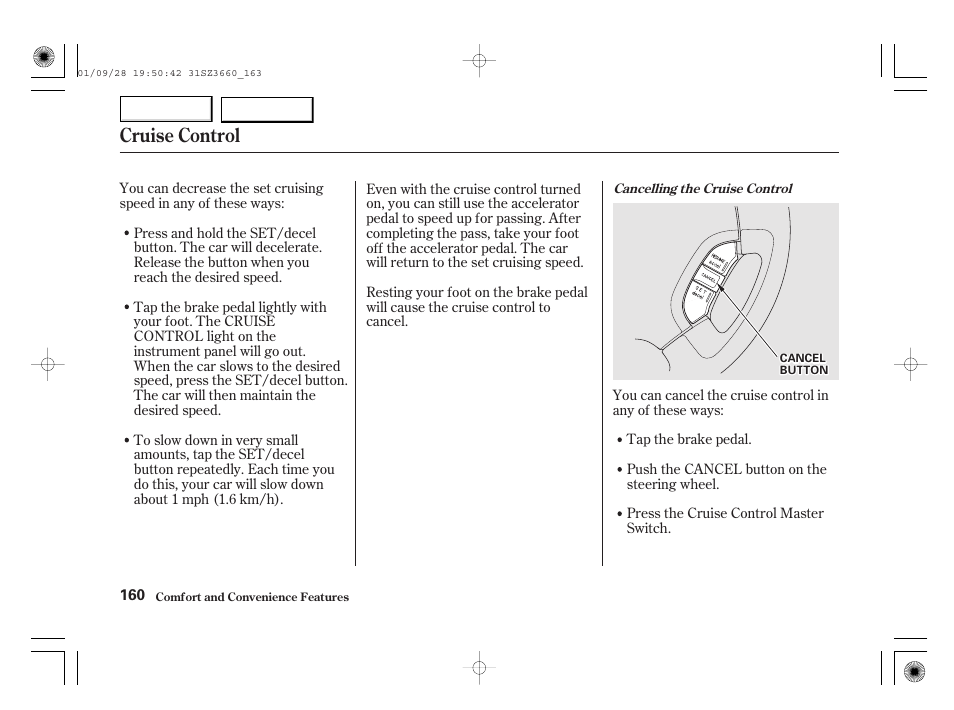 Cruise control | Acura 2002 RL - Owner's Manual User Manual | Page 163 / 343