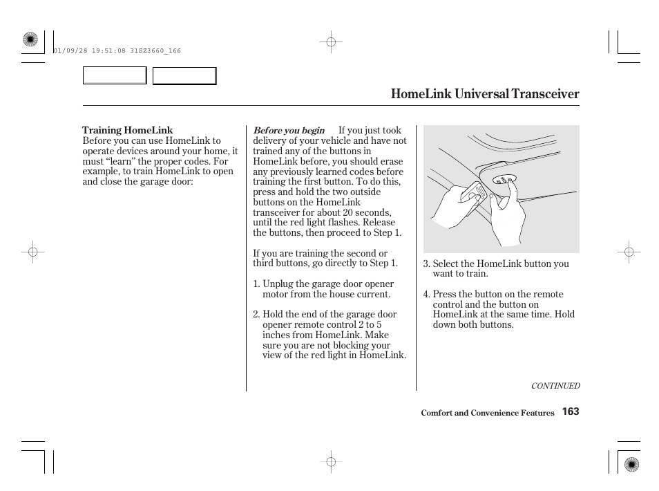 Homelink universal transceiver | Acura 2002 RL - Owner's Manual User Manual | Page 166 / 343