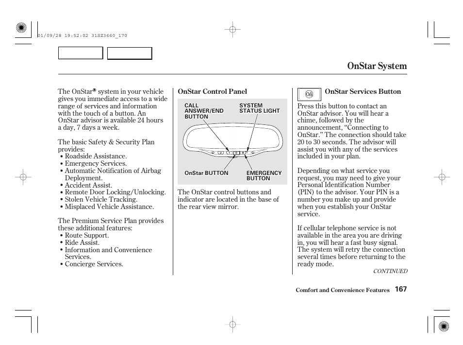 Onstar system | Acura 2002 RL - Owner's Manual User Manual | Page 170 / 343