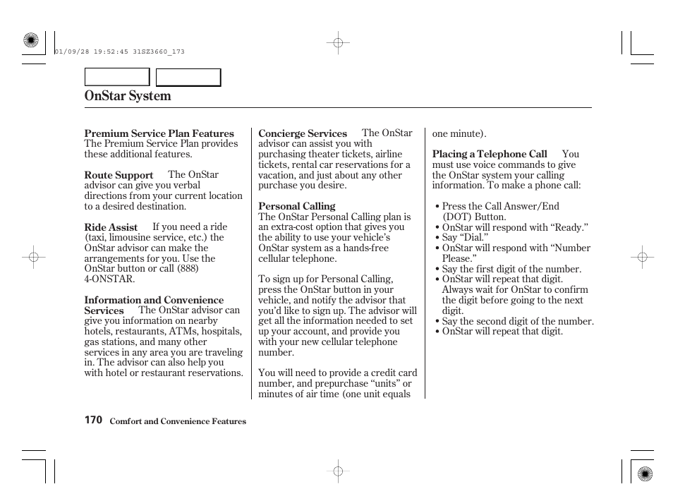 Onstar system | Acura 2002 RL - Owner's Manual User Manual | Page 173 / 343