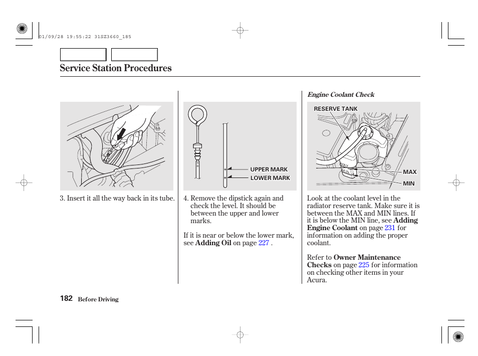 Service station procedures | Acura 2002 RL - Owner's Manual User Manual | Page 185 / 343