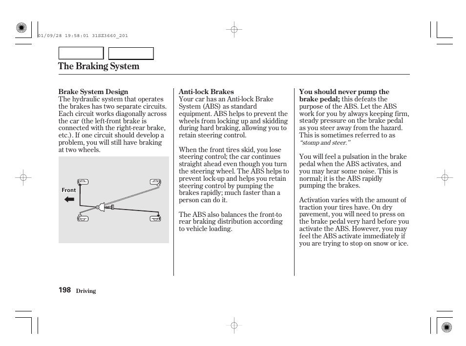 The braking system | Acura 2002 RL - Owner's Manual User Manual | Page 201 / 343