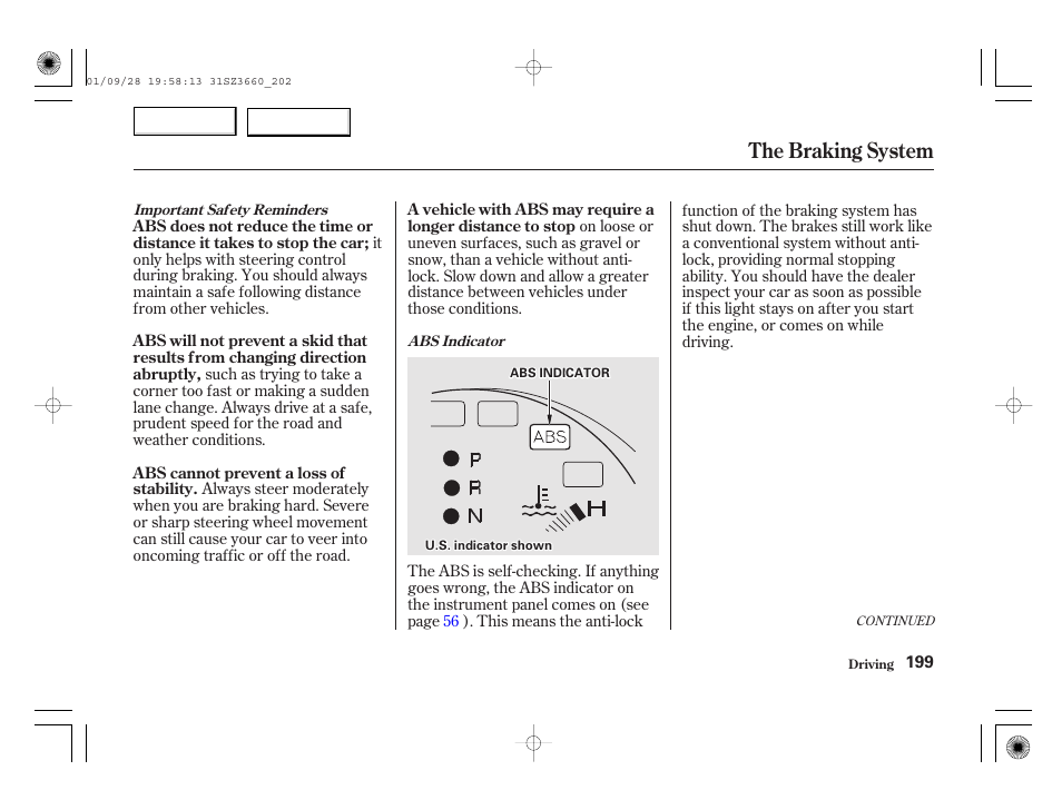 The braking system | Acura 2002 RL - Owner's Manual User Manual | Page 202 / 343