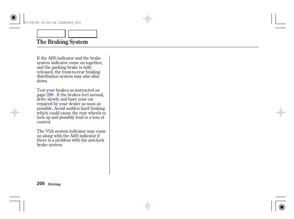 The braking system | Acura 2002 RL - Owner's Manual User Manual | Page 203 / 343