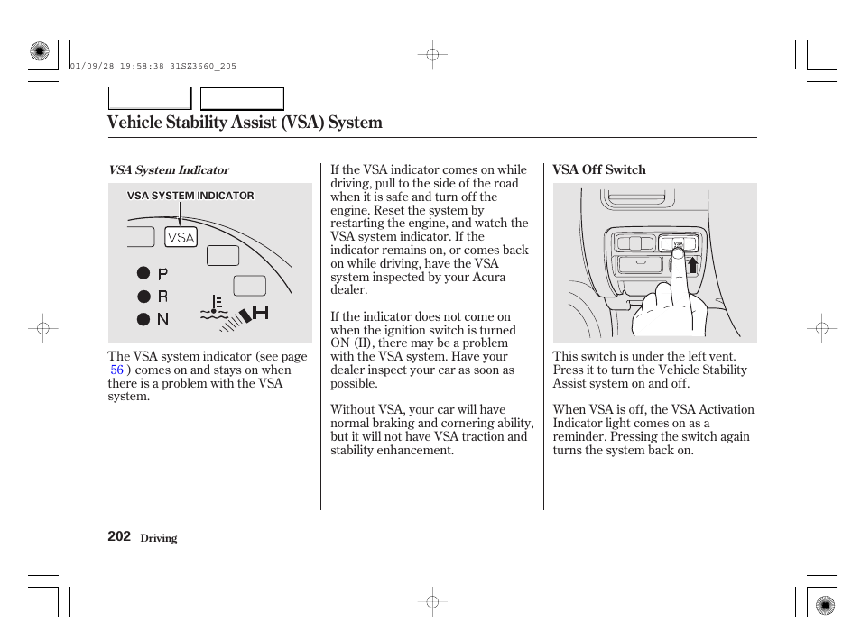 Vehicle stability assist (vsa) system | Acura 2002 RL - Owner's Manual User Manual | Page 205 / 343