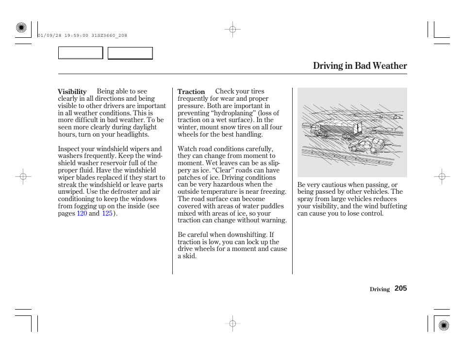 Driving in bad weather | Acura 2002 RL - Owner's Manual User Manual | Page 208 / 343