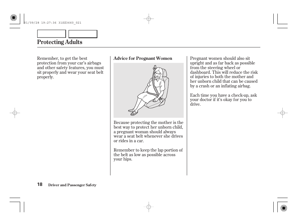 Protecting adults | Acura 2002 RL - Owner's Manual User Manual | Page 21 / 343