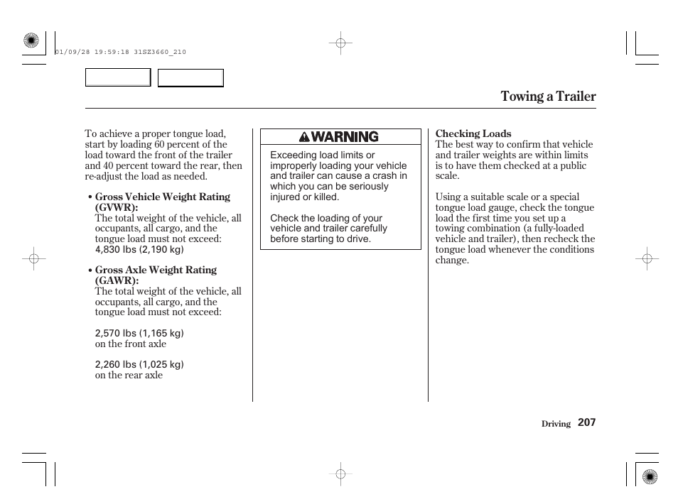 Towing a trailer | Acura 2002 RL - Owner's Manual User Manual | Page 210 / 343