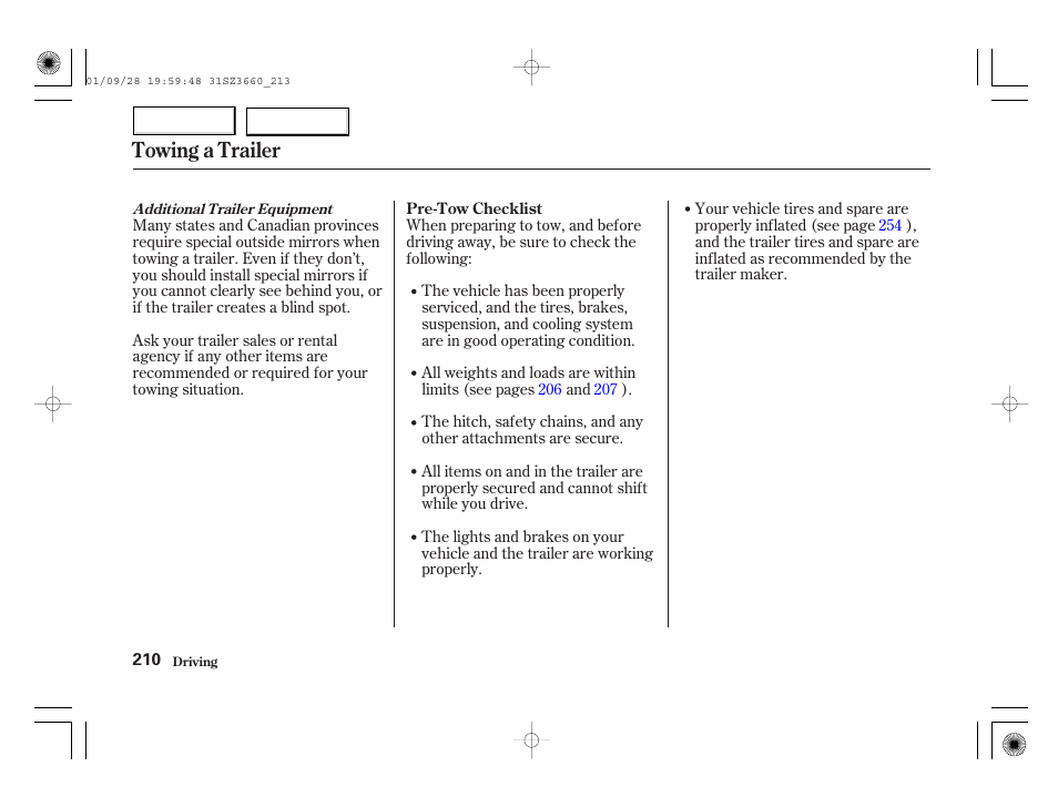 Towing a trailer | Acura 2002 RL - Owner's Manual User Manual | Page 213 / 343