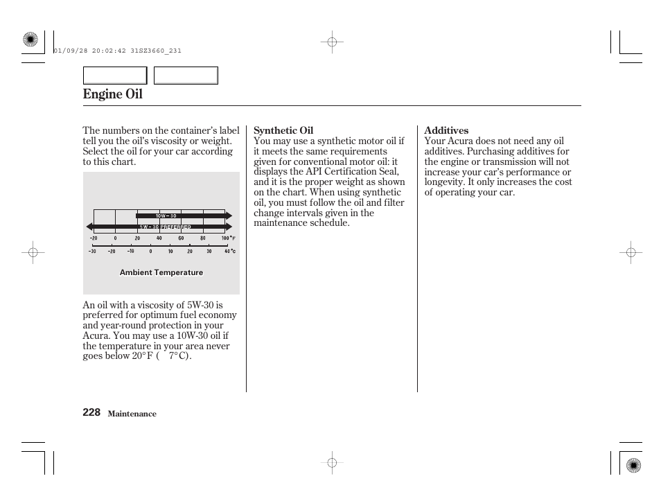 Engine oil | Acura 2002 RL - Owner's Manual User Manual | Page 231 / 343