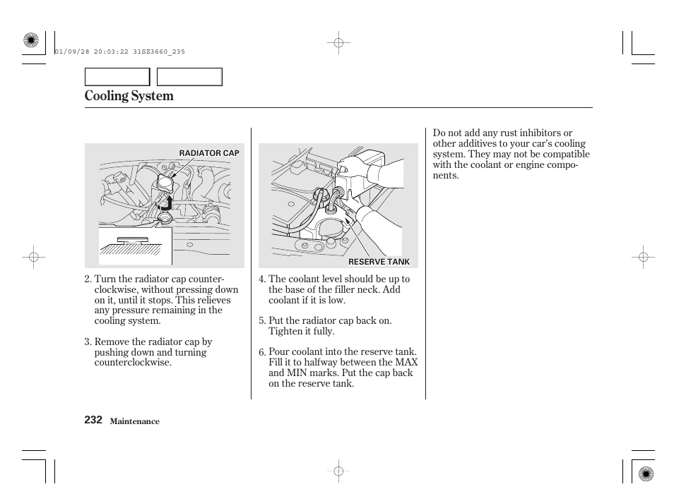 Cooling system | Acura 2002 RL - Owner's Manual User Manual | Page 235 / 343