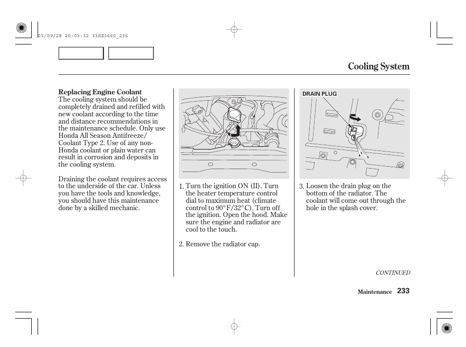 Cooling system | Acura 2002 RL - Owner's Manual User Manual | Page 236 / 343