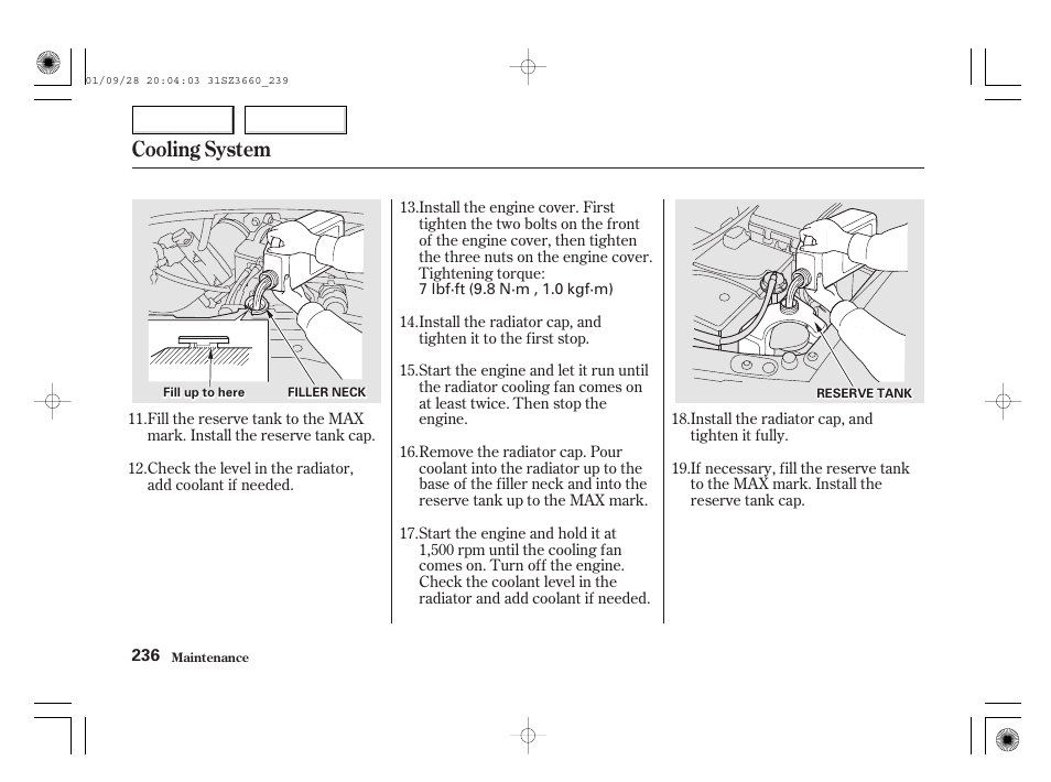 Cooling system | Acura 2002 RL - Owner's Manual User Manual | Page 239 / 343