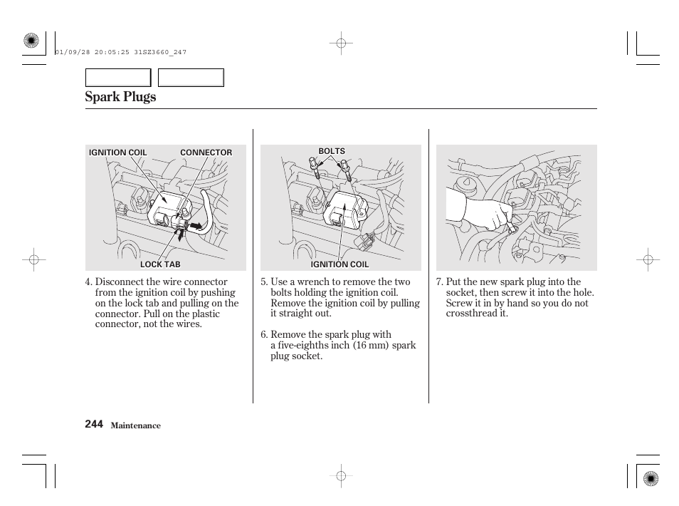 Spark plugs | Acura 2002 RL - Owner's Manual User Manual | Page 247 / 343