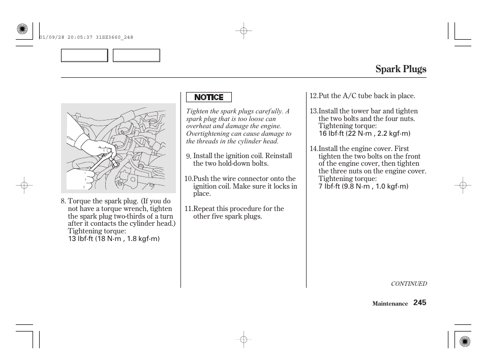 Spark plugs | Acura 2002 RL - Owner's Manual User Manual | Page 248 / 343