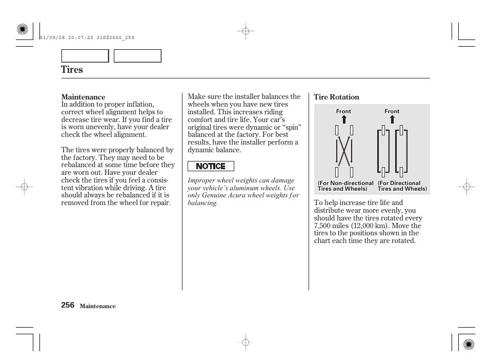 Tires | Acura 2002 RL - Owner's Manual User Manual | Page 259 / 343