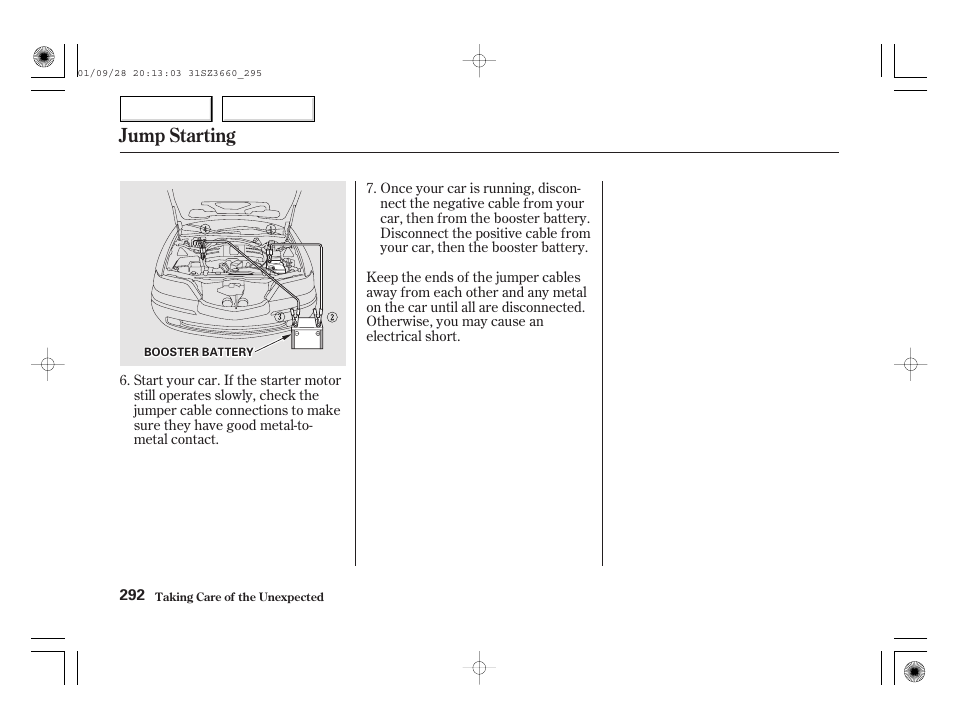 Jump starting | Acura 2002 RL - Owner's Manual User Manual | Page 295 / 343