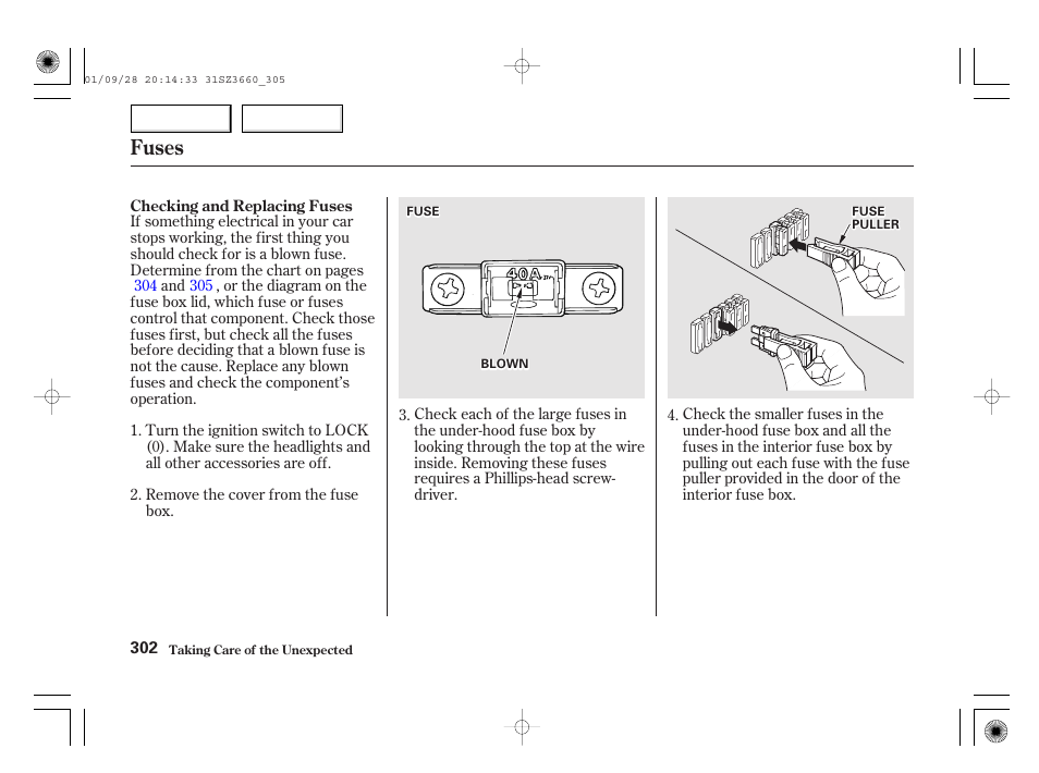 Fuses | Acura 2002 RL - Owner's Manual User Manual | Page 305 / 343