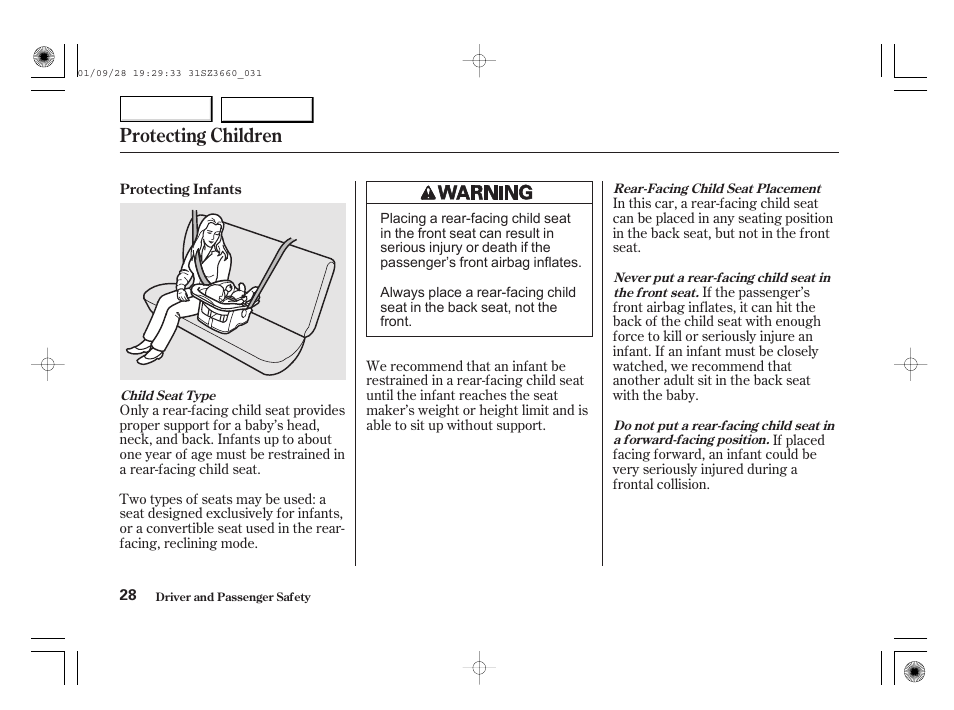 Protecting children | Acura 2002 RL - Owner's Manual User Manual | Page 31 / 343