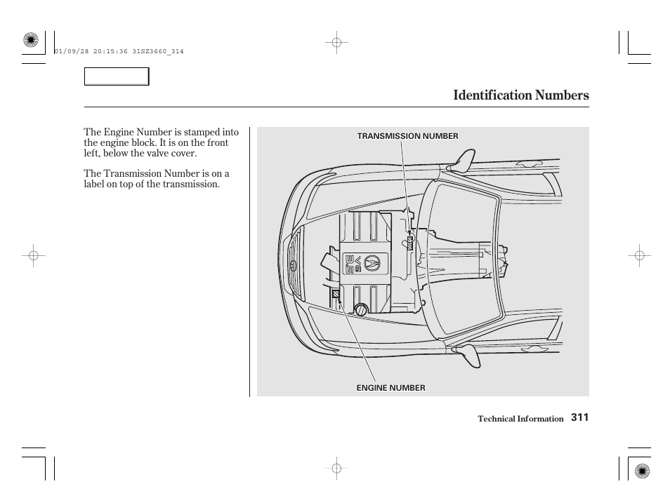 Identification numbers | Acura 2002 RL - Owner's Manual User Manual | Page 314 / 343