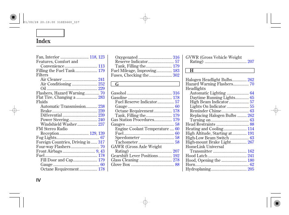 Index | Acura 2002 RL - Owner's Manual User Manual | Page 337 / 343