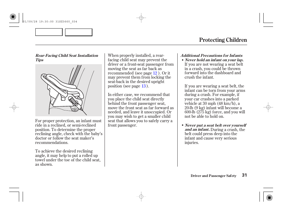 Protecting children | Acura 2002 RL - Owner's Manual User Manual | Page 34 / 343