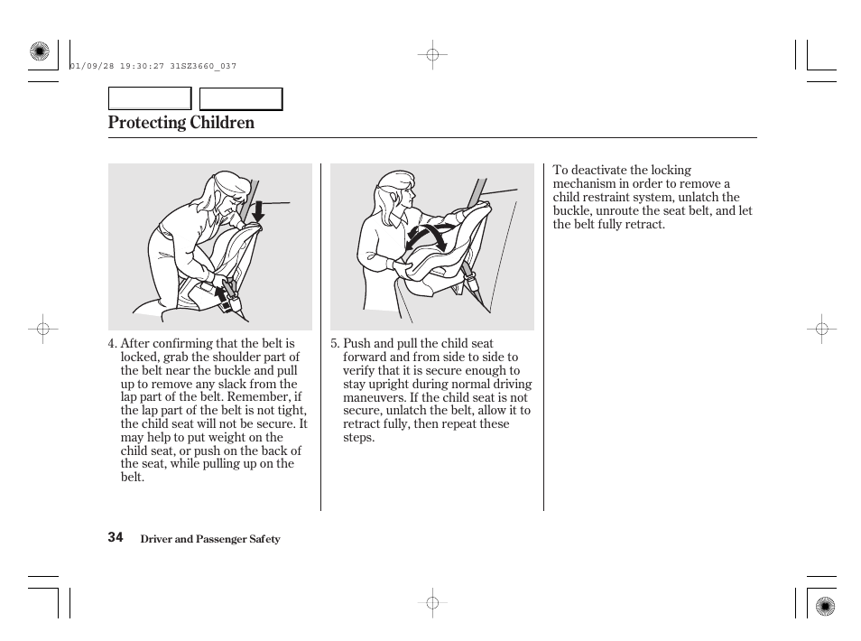 Protecting children | Acura 2002 RL - Owner's Manual User Manual | Page 37 / 343