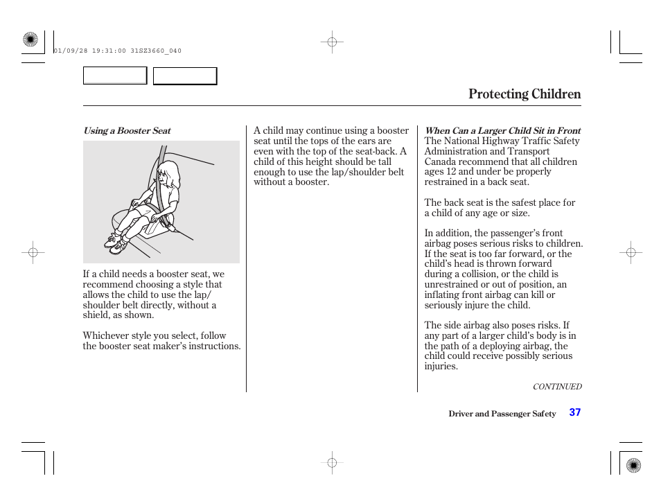 Protecting children | Acura 2002 RL - Owner's Manual User Manual | Page 40 / 343