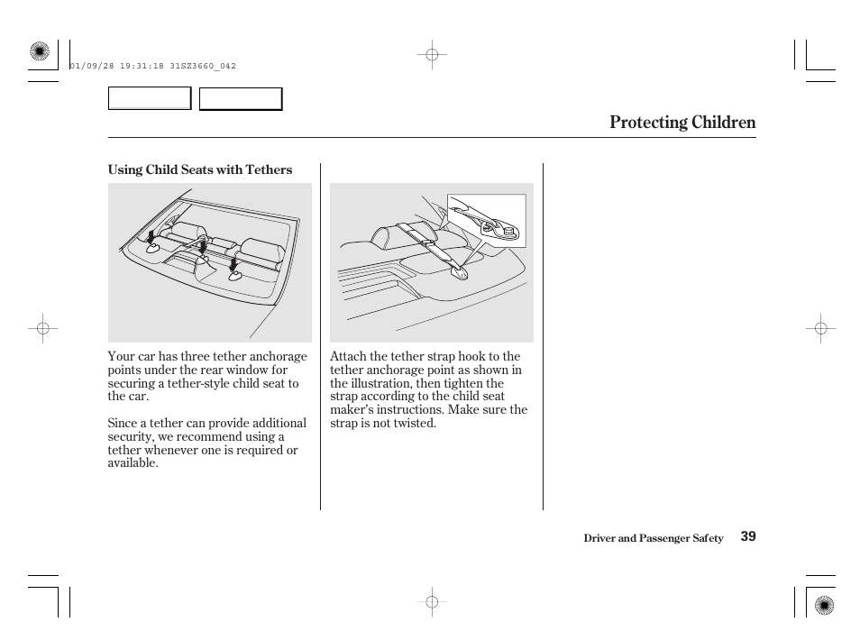 Protecting children | Acura 2002 RL - Owner's Manual User Manual | Page 42 / 343