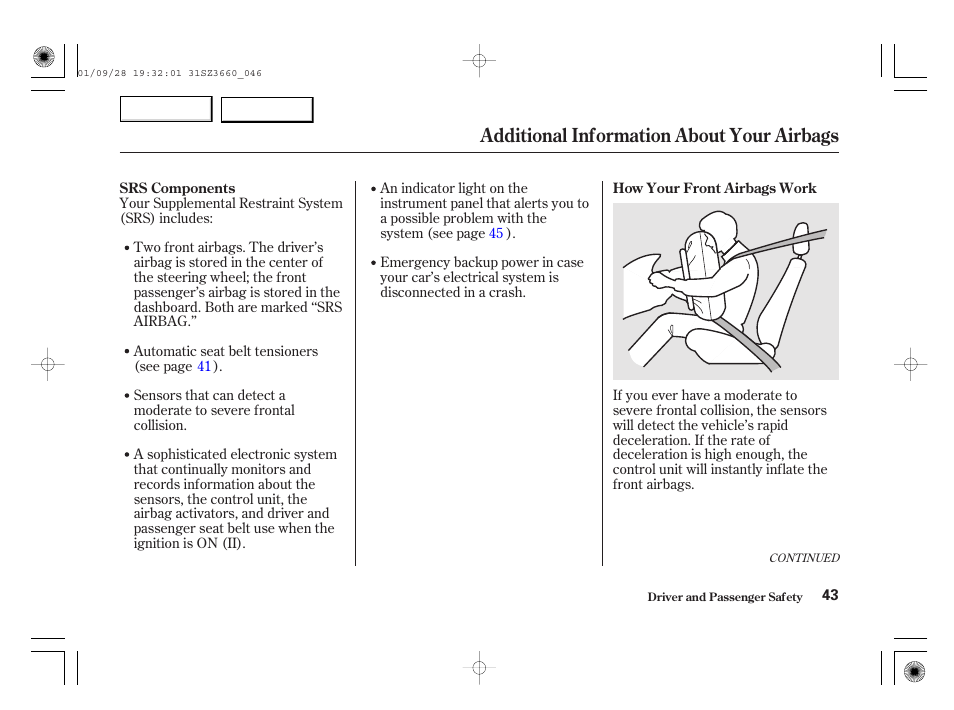 Additional information about your airbags | Acura 2002 RL - Owner's Manual User Manual | Page 46 / 343