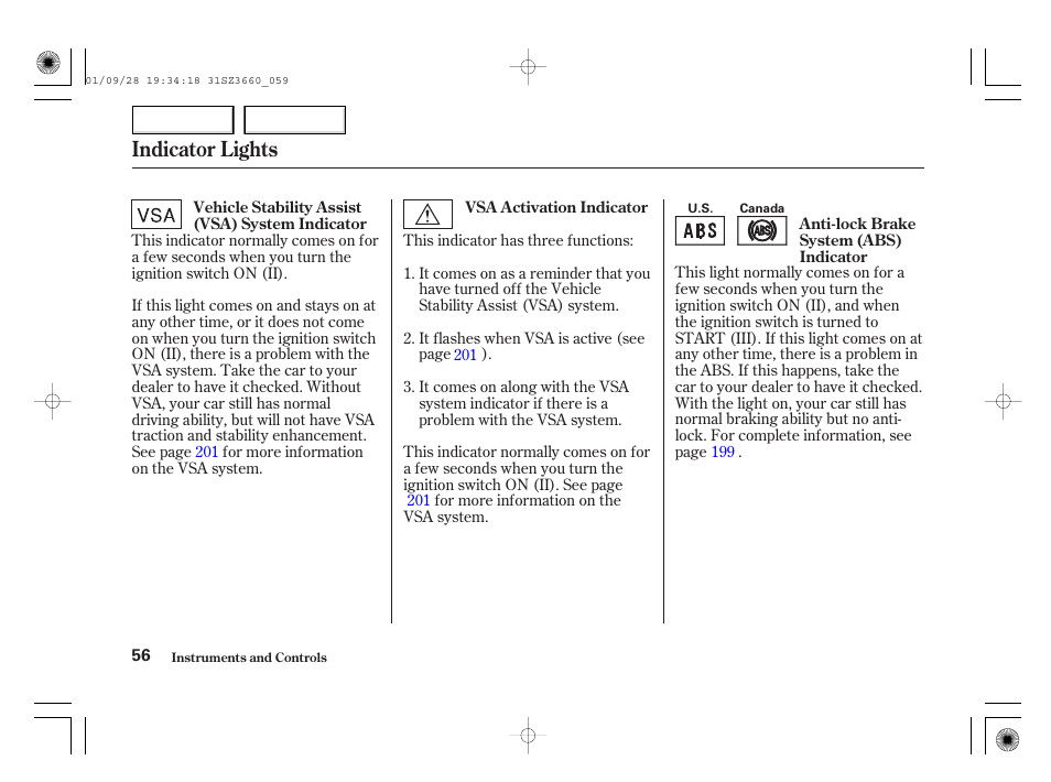 Indicator lights | Acura 2002 RL - Owner's Manual User Manual | Page 59 / 343